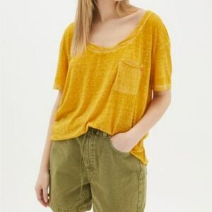 BDG Burnout Pocket Tee NEW Short Sleeve Yellow